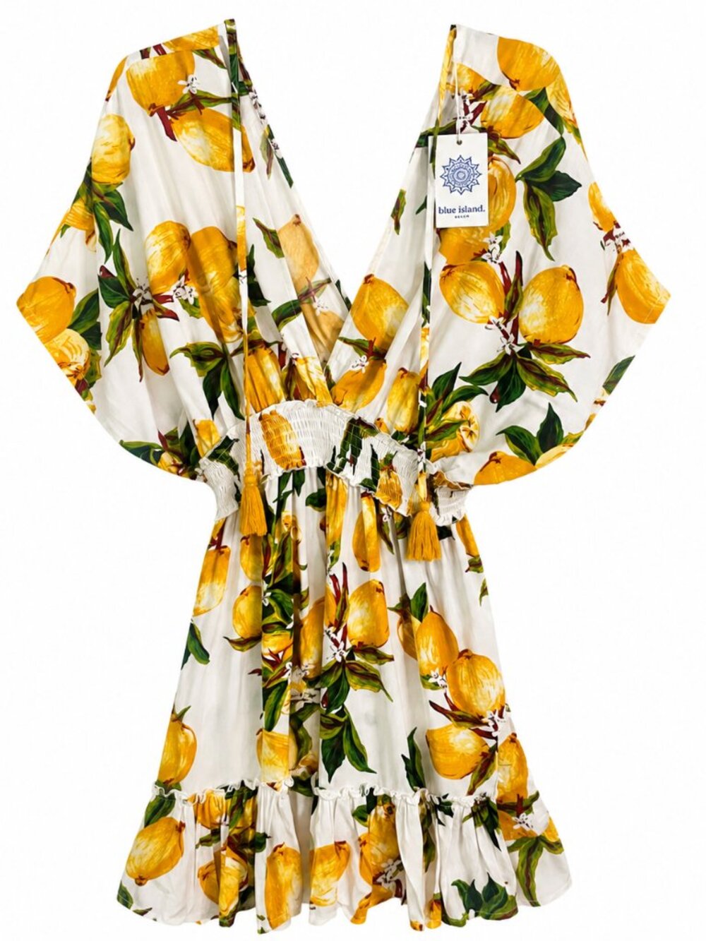 Lemon Print Resort Mini Dress NWT L